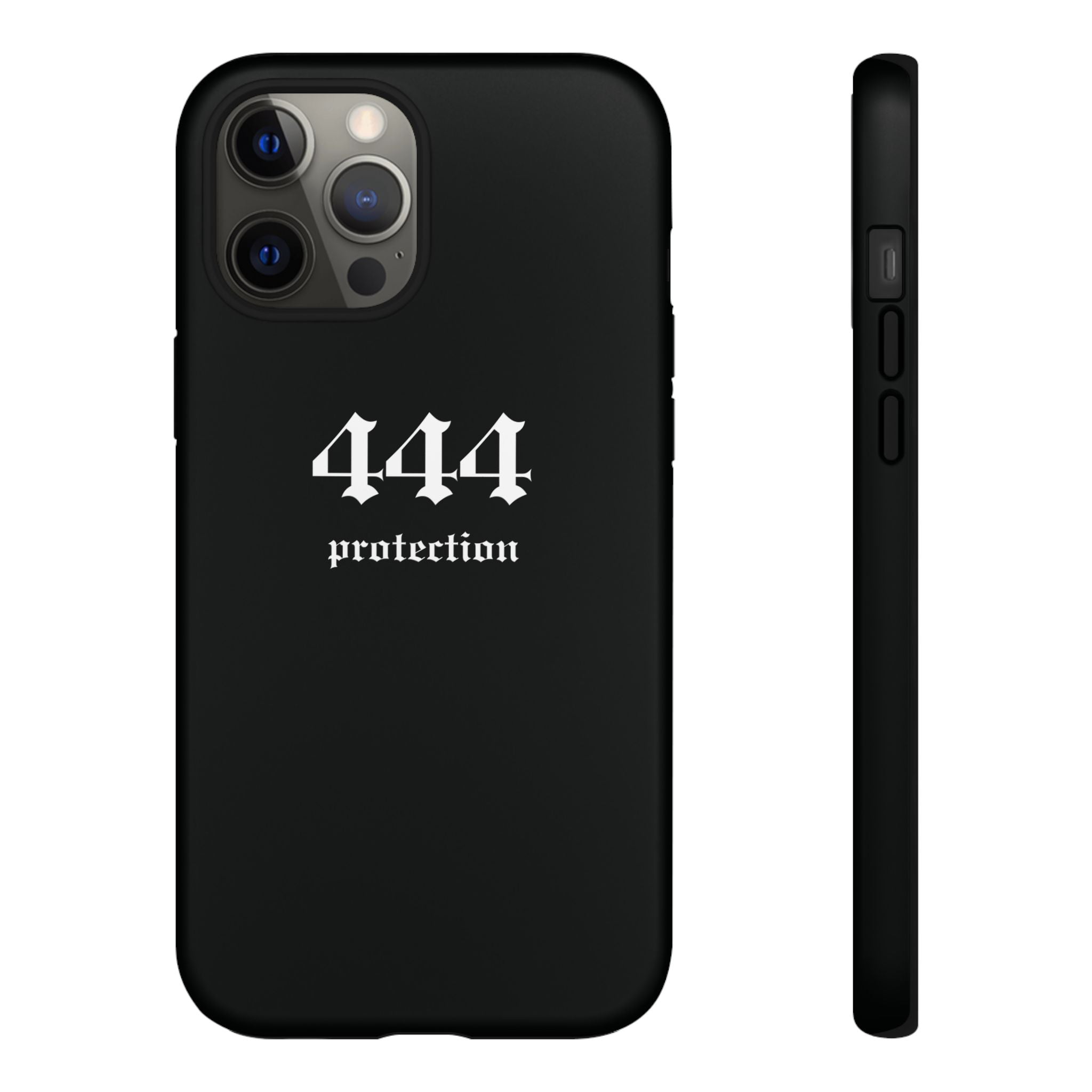 444 Protection Tough Phone Case — Minimal Black Protective Cover