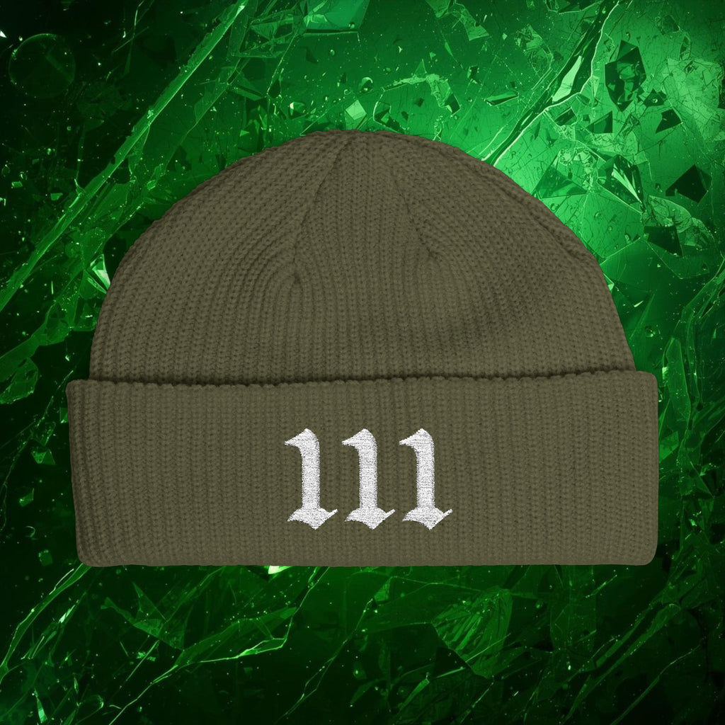111 Intuition Embroidered Beanie – Minimal Angel Number Cuff Hat