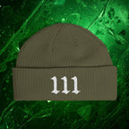 111 Intuition Embroidered Beanie – Minimal Angel Number Cuff Hat
