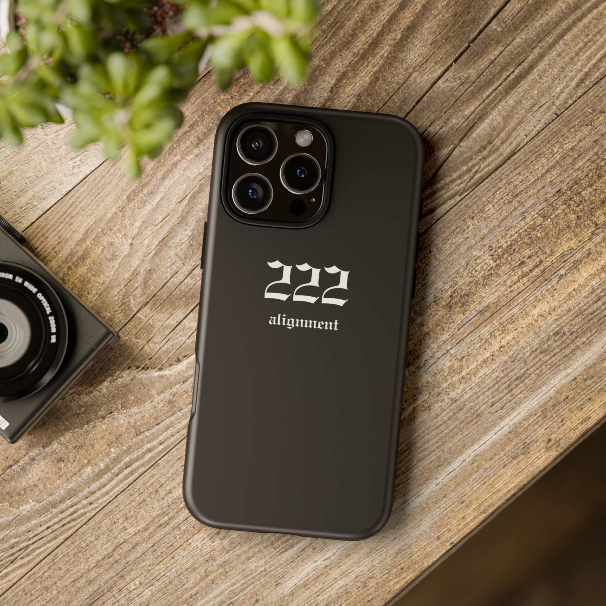 222 Alignment Tough Phone Case — Minimal Black Protective Cover