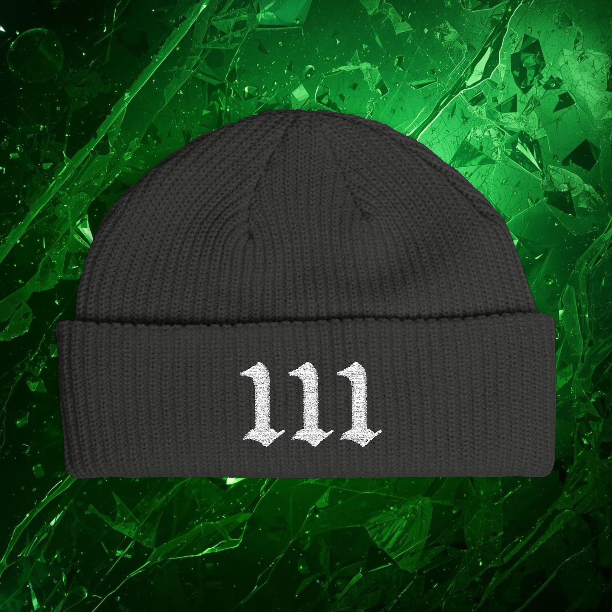 111 Intuition Embroidered Beanie – Minimal Angel Number Cuff Hat