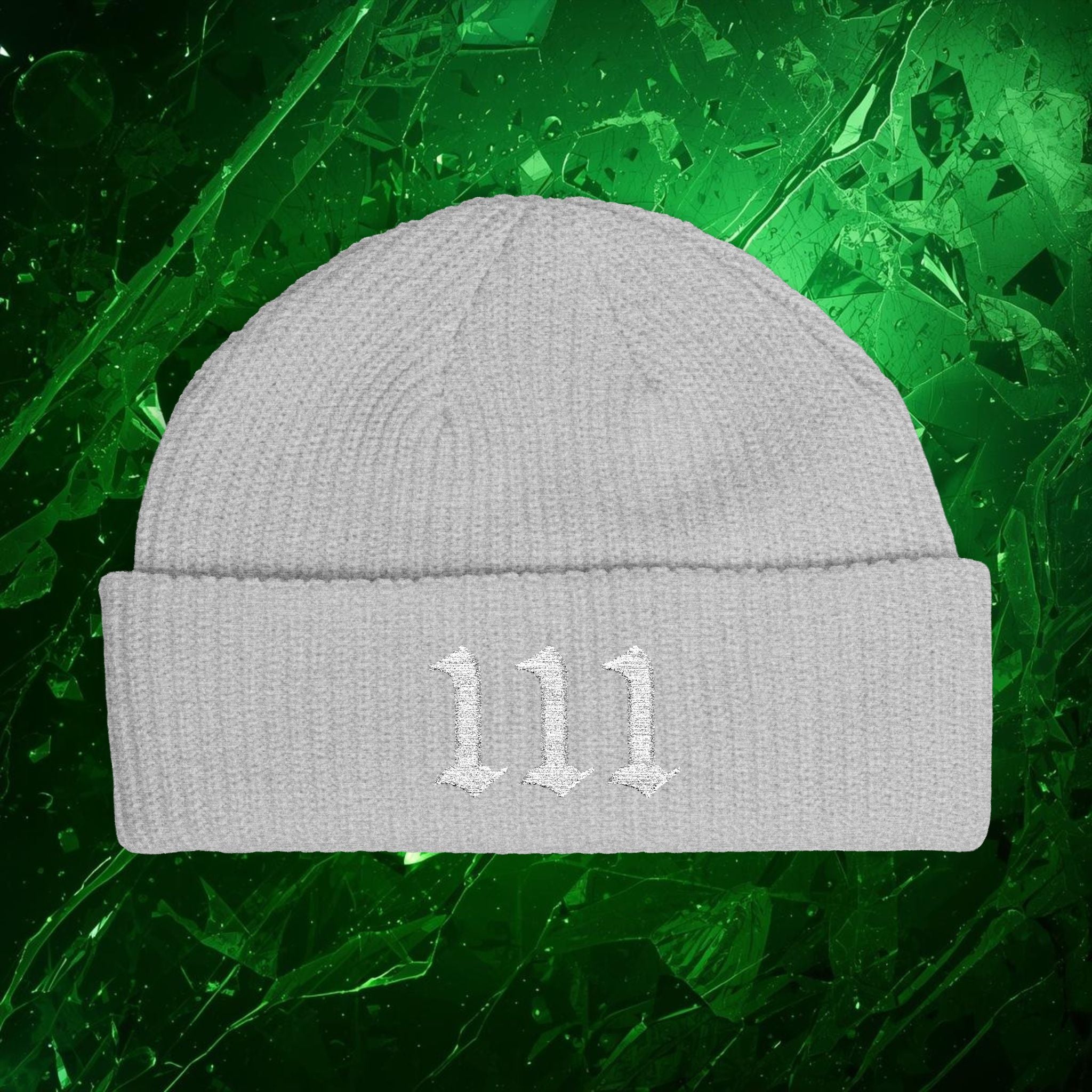 111 Intuition Embroidered Beanie – Minimal Angel Number Cuff Hat