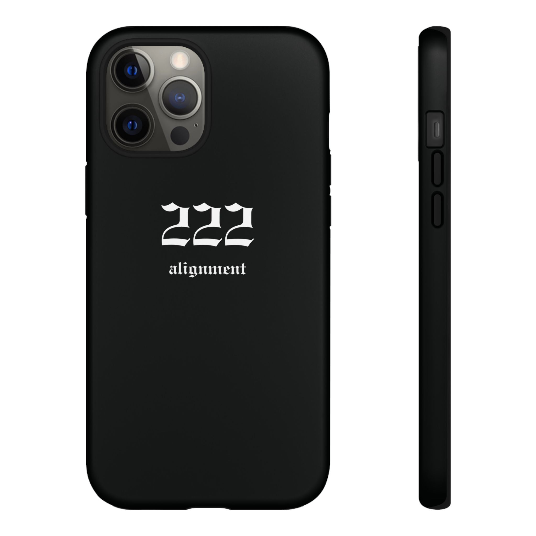 222 Alignment Tough Phone Case — Minimal Black Protective Cover