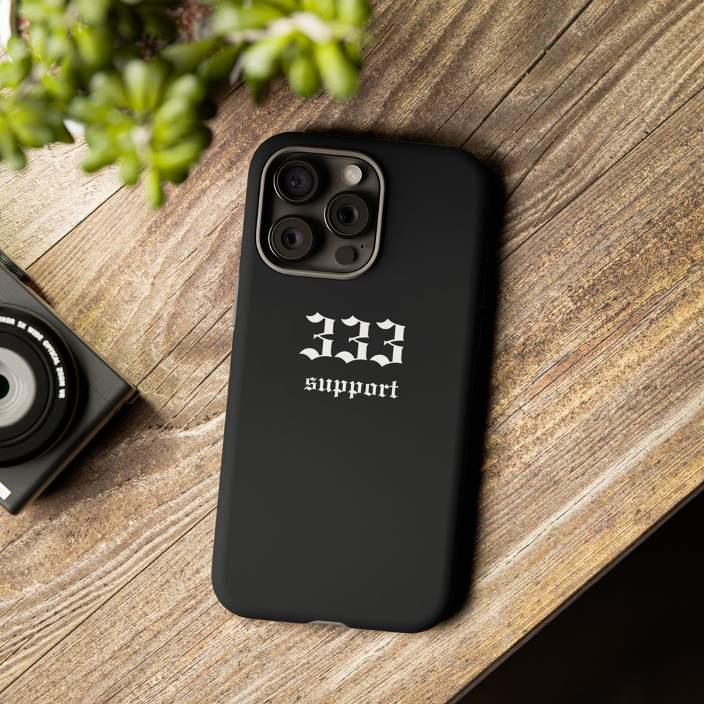333 Support Tough Phone Case — Minimal Black Protective Cover