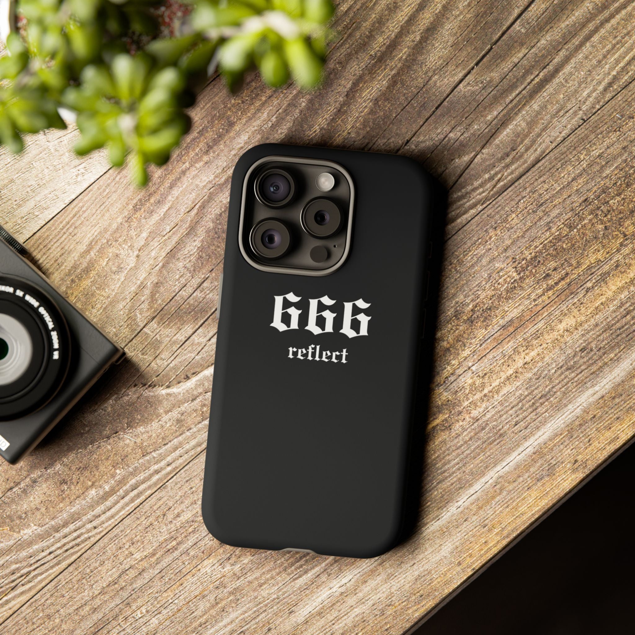 666 Reflect Tough Phone Case — Minimal Black Protective Cover
