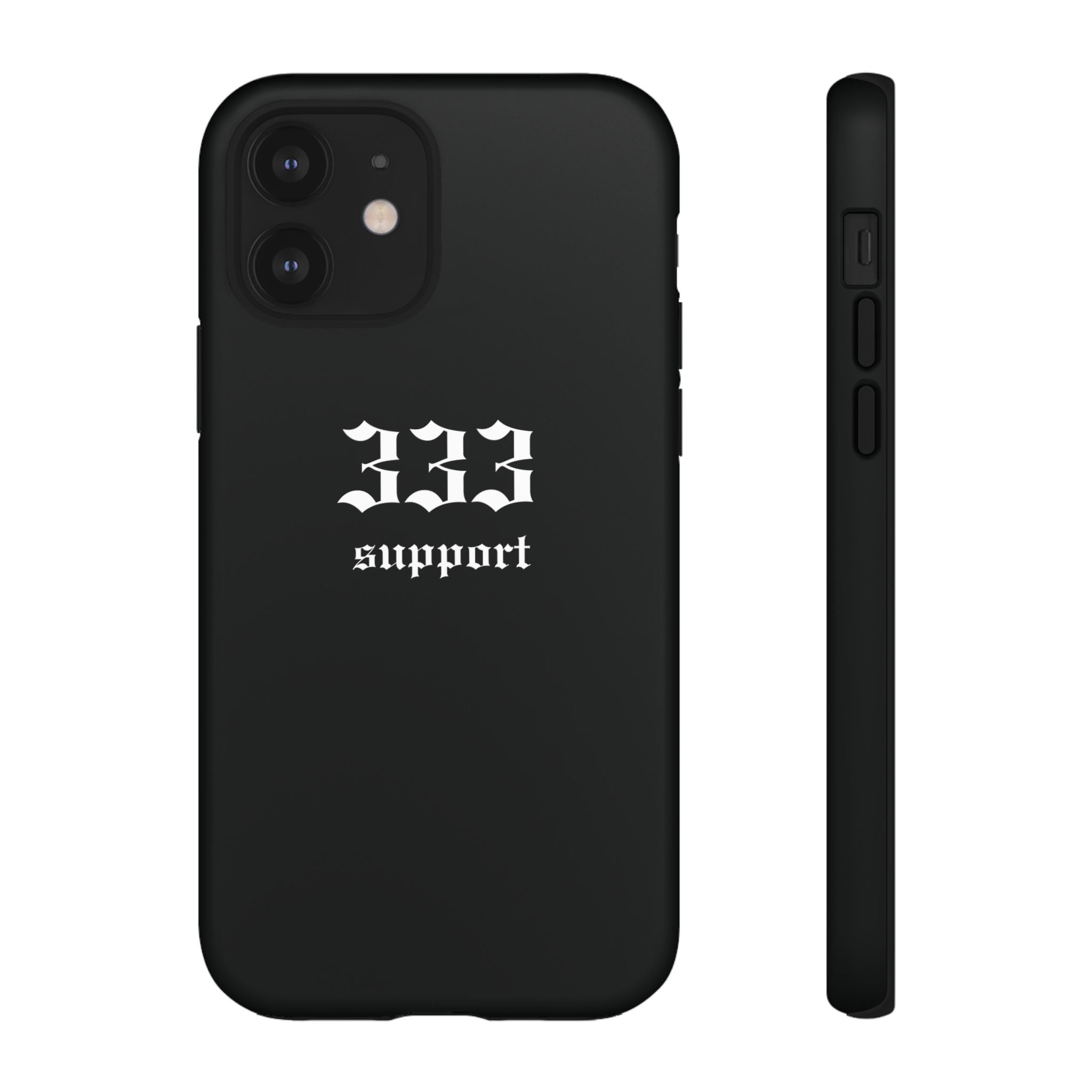 333 Support Tough Phone Case — Minimal Black Protective Cover