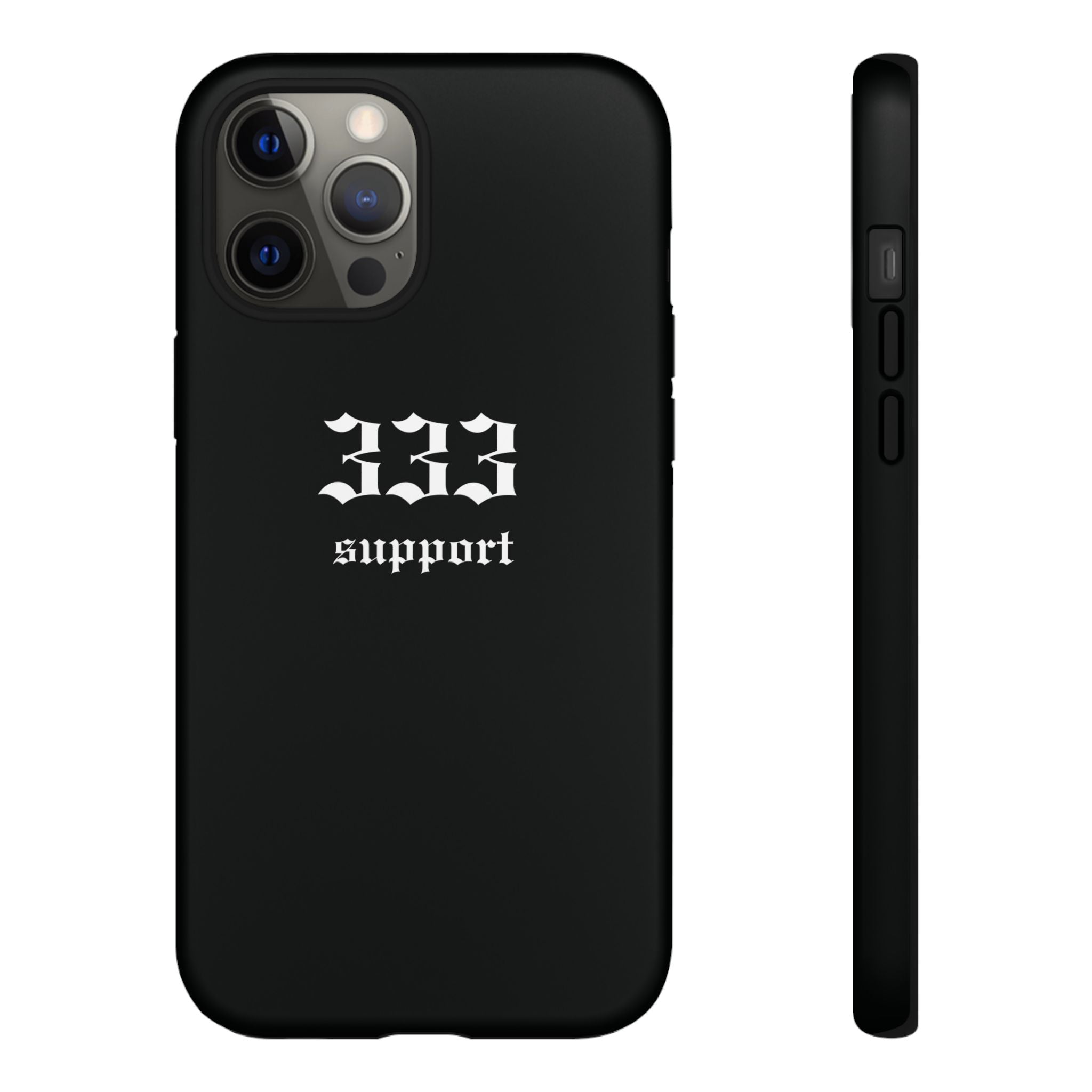 333 Support Tough Phone Case — Minimal Black Protective Cover