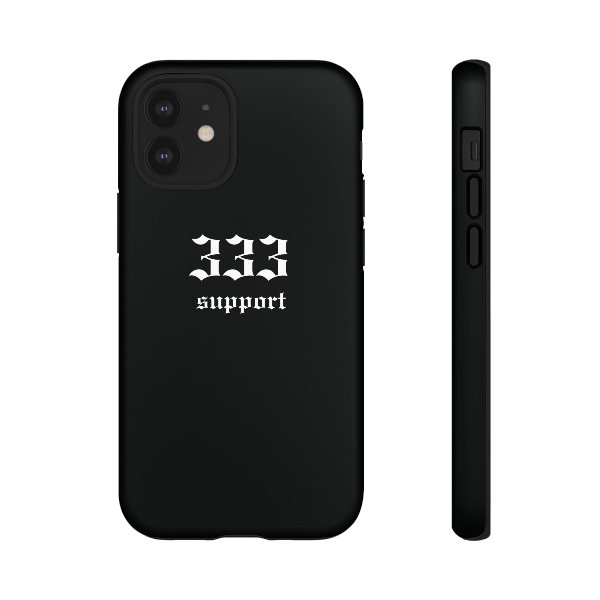 333 Support Tough Phone Case — Minimal Black Protective Cover