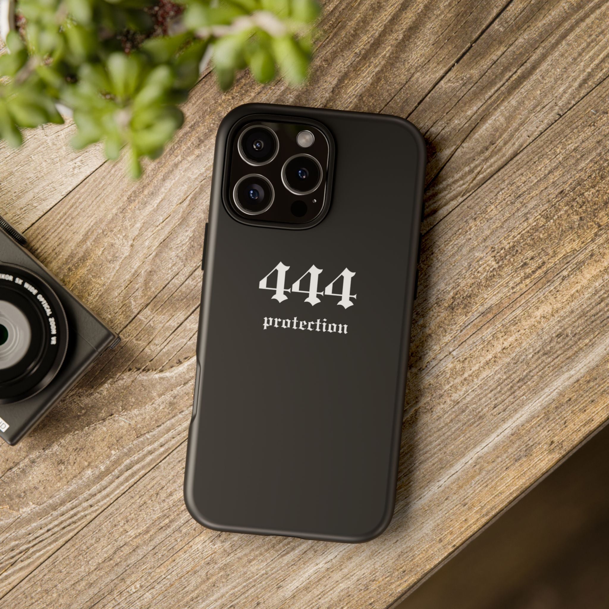 444 Protection Tough Phone Case — Minimal Black Protective Cover