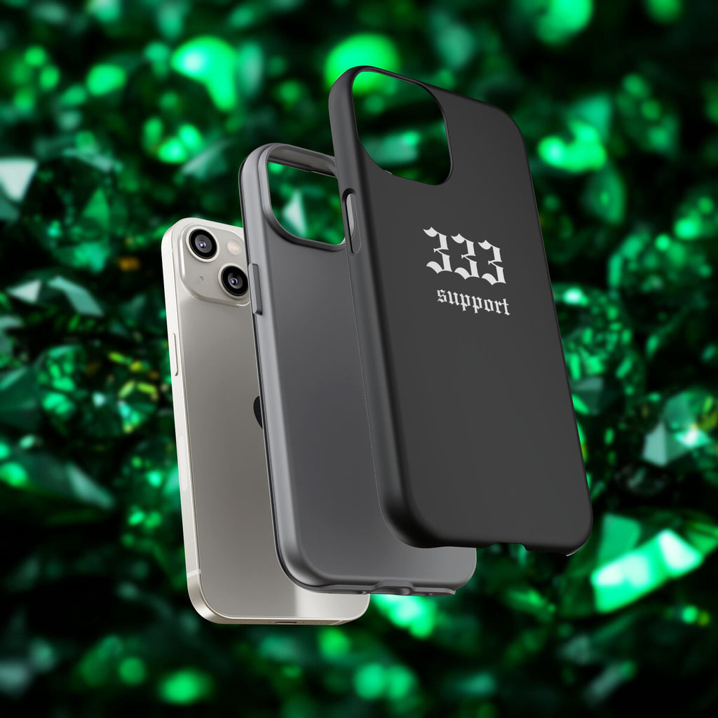 333 Support Tough Phone Case — Minimal Black Protective Cover