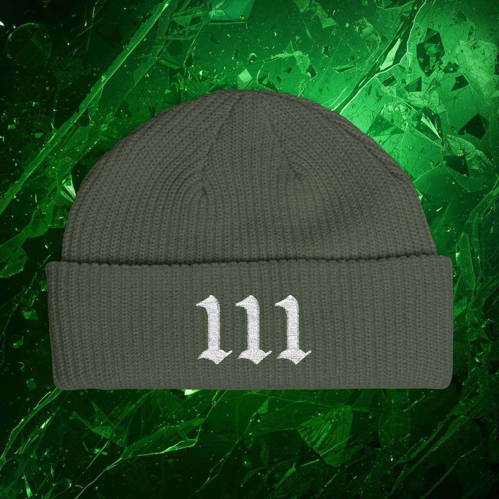 111 Intuition Embroidered Beanie – Minimal Angel Number Cuff Hat