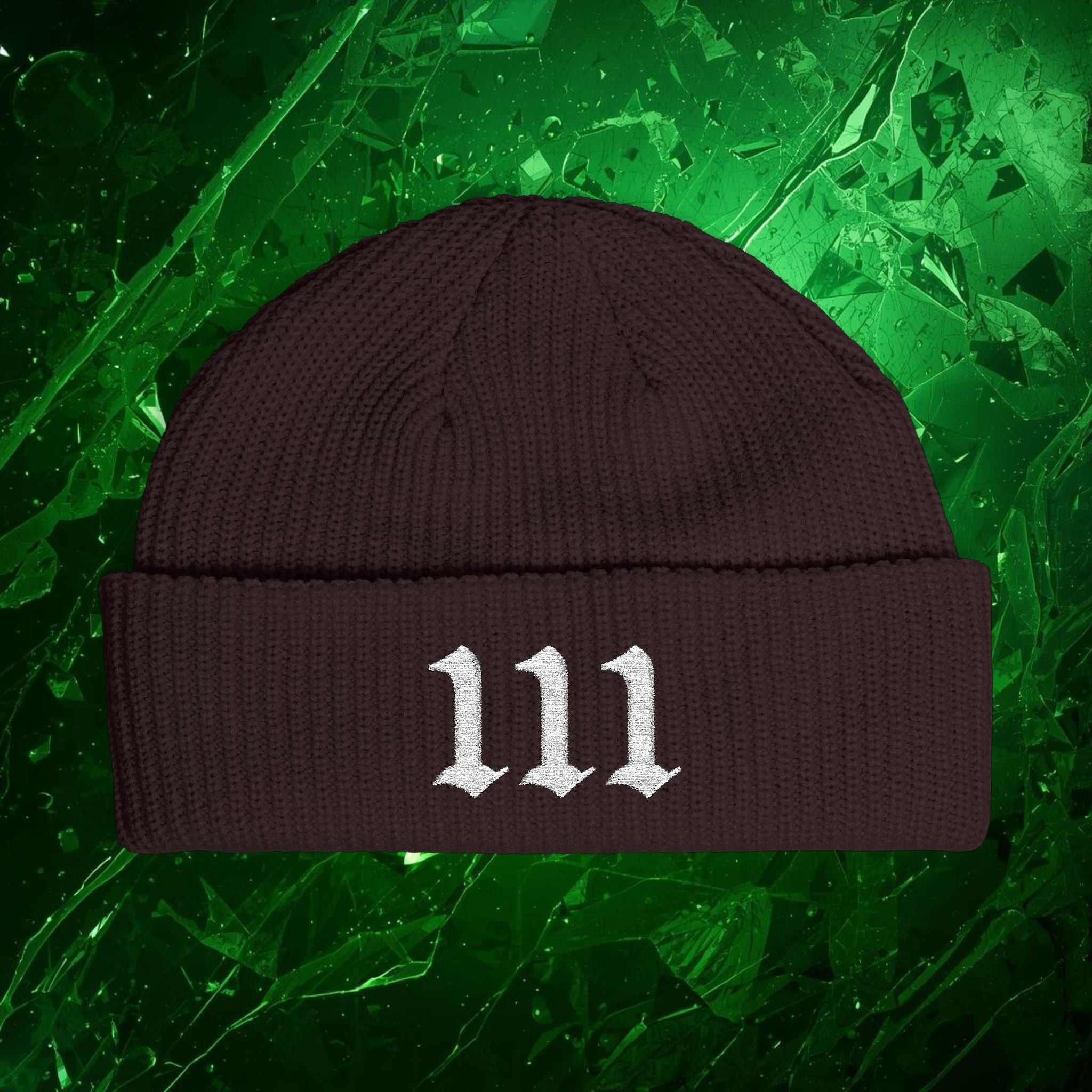 111 Intuition Embroidered Beanie – Minimal Angel Number Cuff Hat