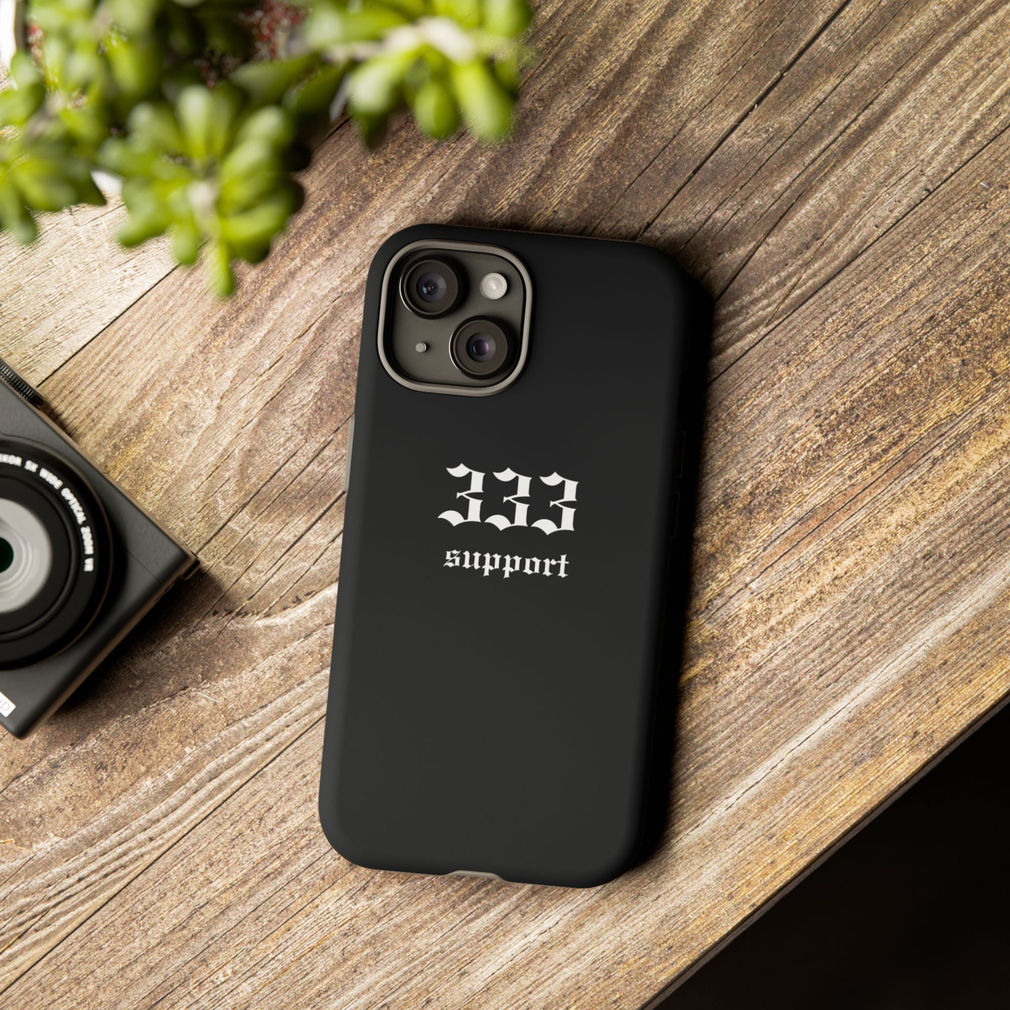 333 Support Tough Phone Case — Minimal Black Protective Cover