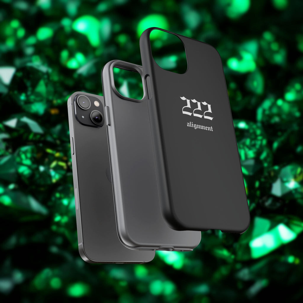 222 Alignment Tough Phone Case — Minimal Black Protective Cover