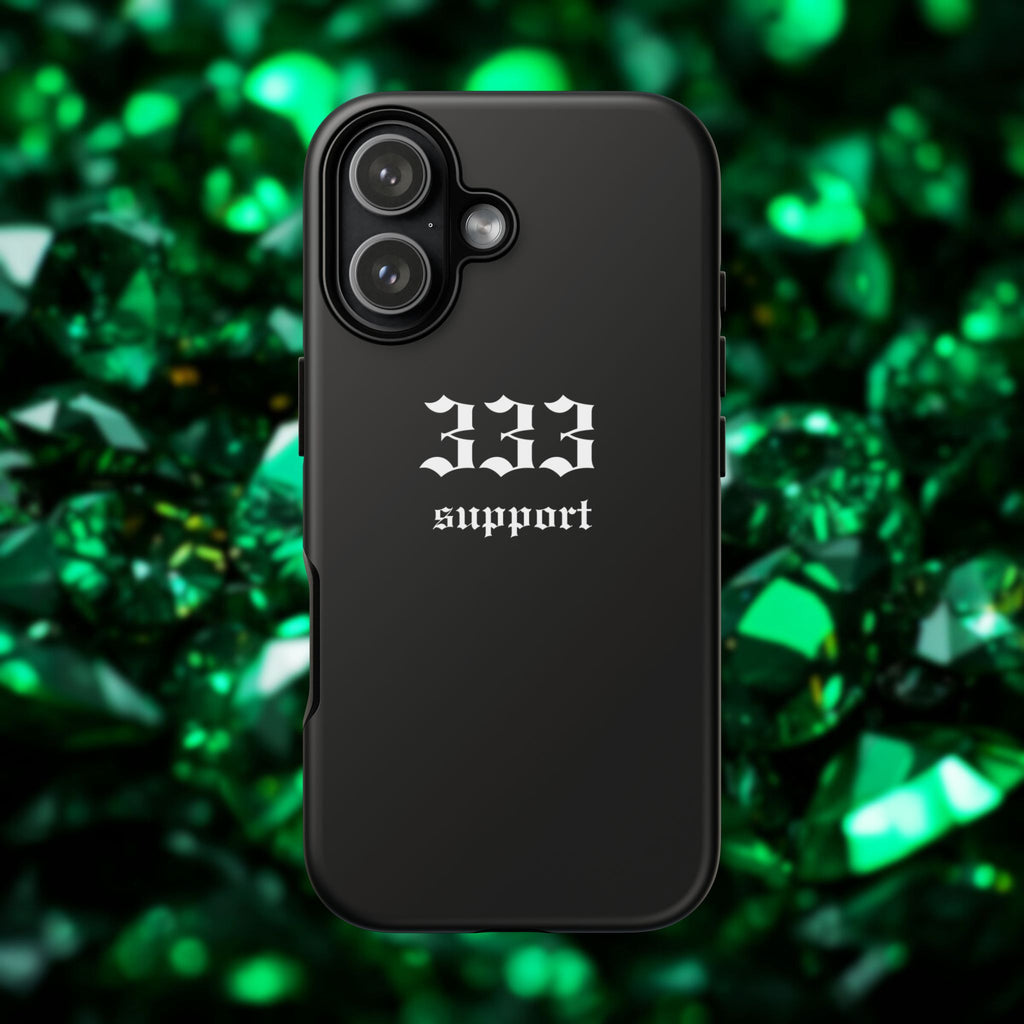 333 Support Tough Phone Case — Minimal Black Protective Cover