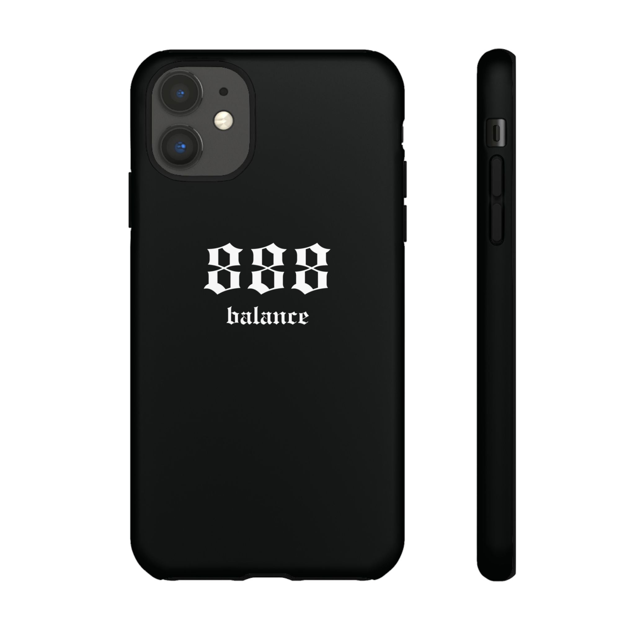 888 Balance Tough Phone Case — Minimal Black Protective Cover