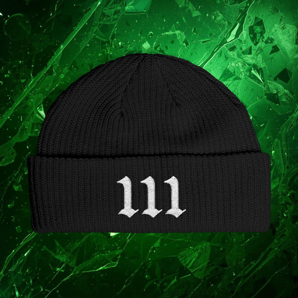 111 Intuition Embroidered Beanie – Minimal Angel Number Cuff Hat