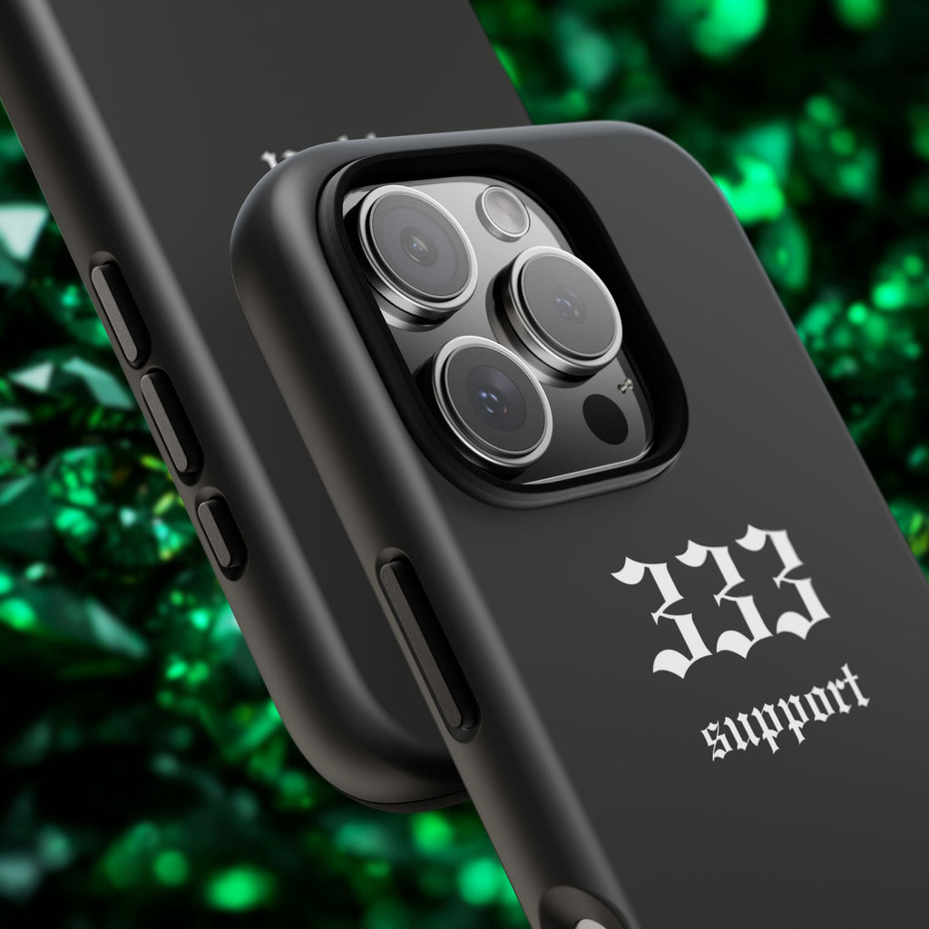 333 Support Tough Phone Case — Minimal Black Protective Cover