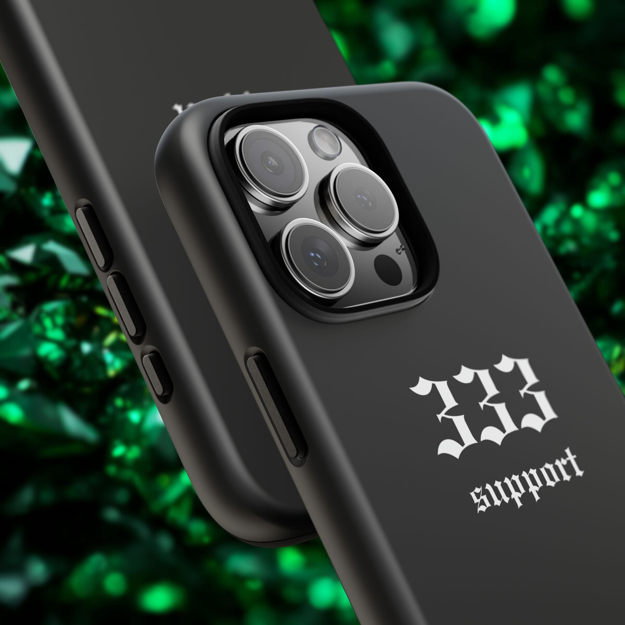 333 Support Tough Phone Case — Minimal Black Protective Cover