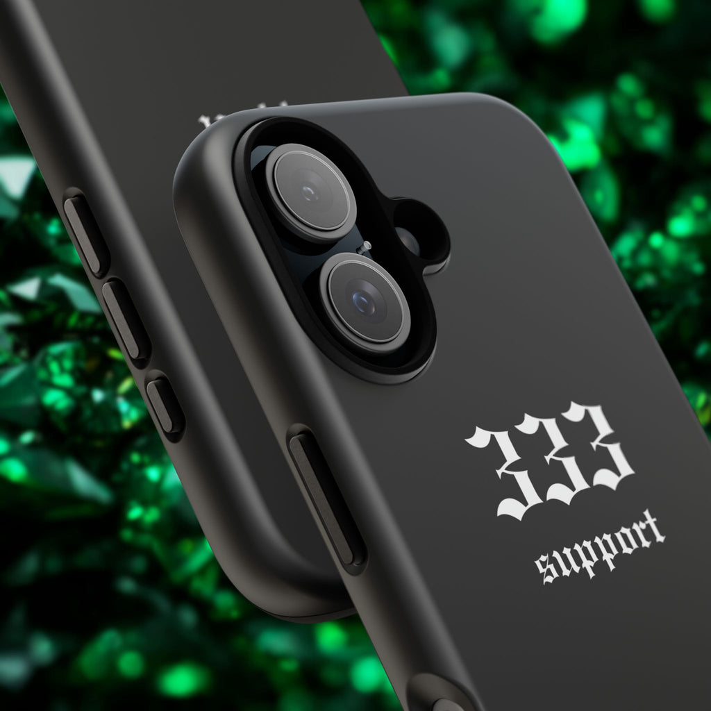333 Support Tough Phone Case — Minimal Black Protective Cover
