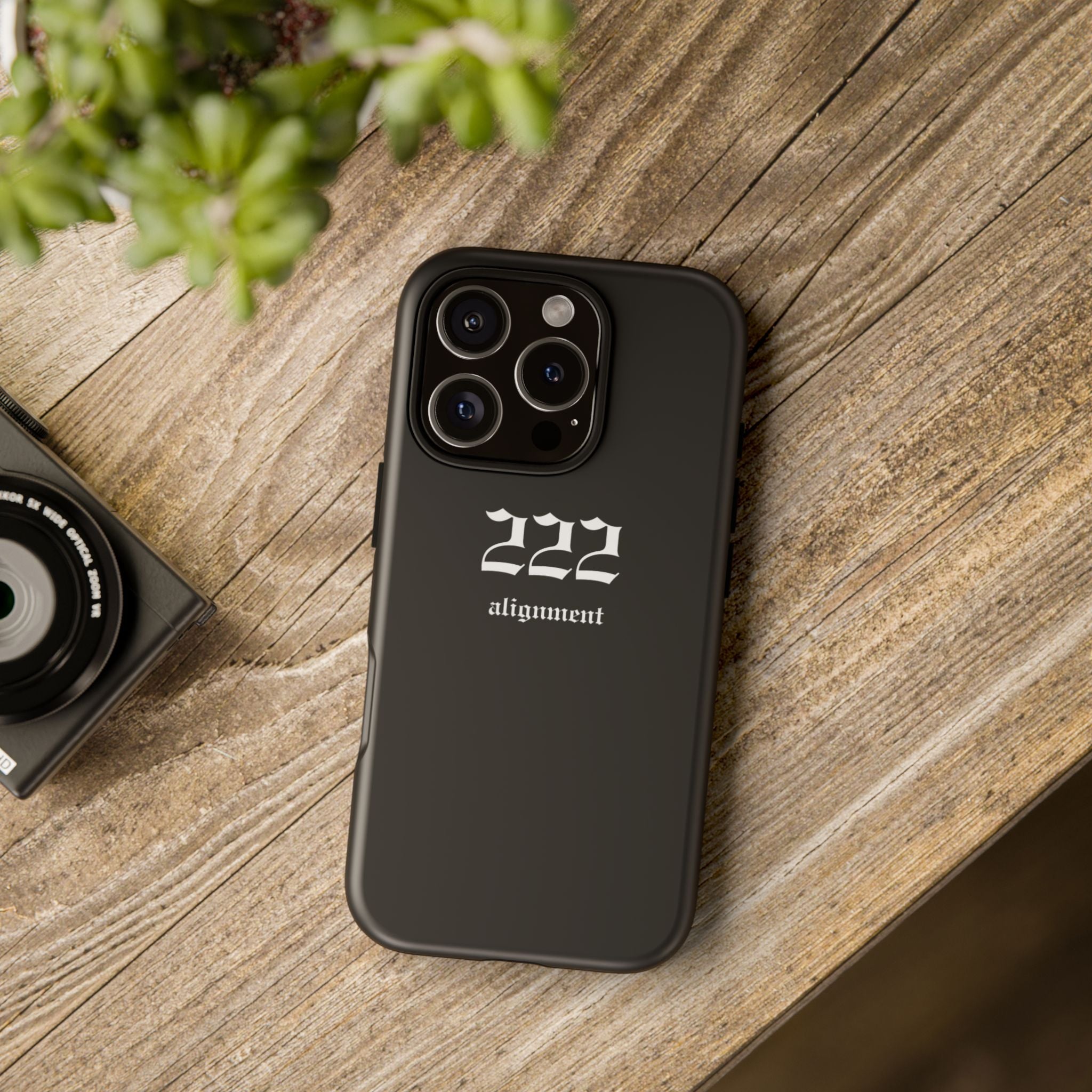 222 Alignment Tough Phone Case — Minimal Black Protective Cover
