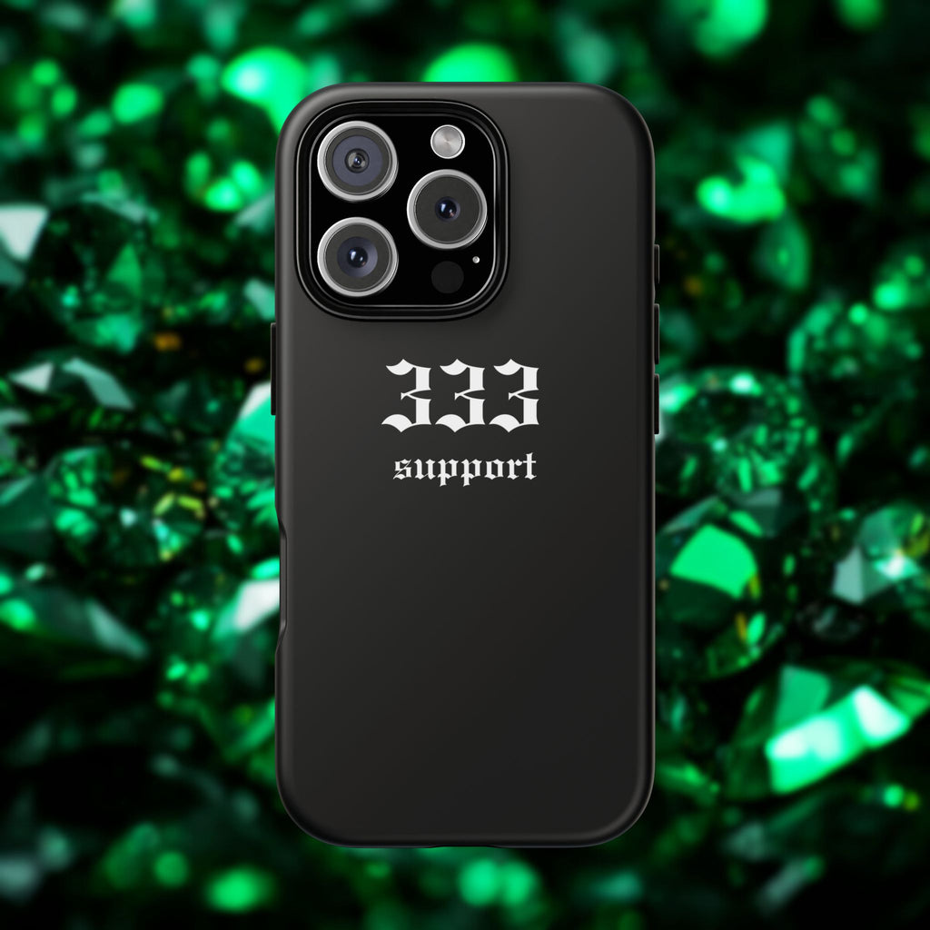 333 Support Tough Phone Case — Minimal Black Protective Cover