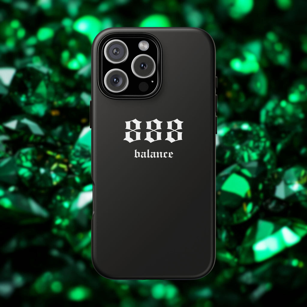 888 Balance Tough Phone Case — Minimal Black Protective Cover