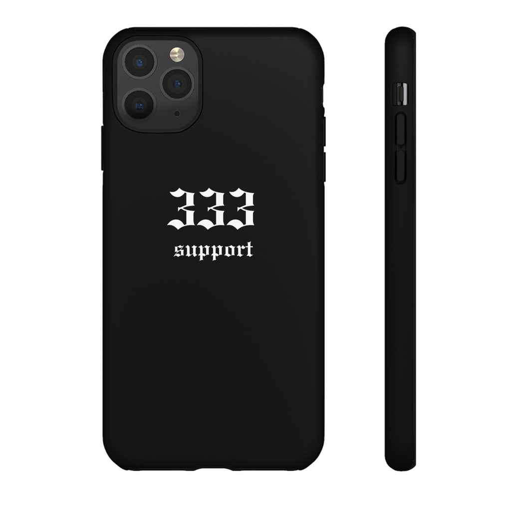 333 Support Tough Phone Case — Minimal Black Protective Cover