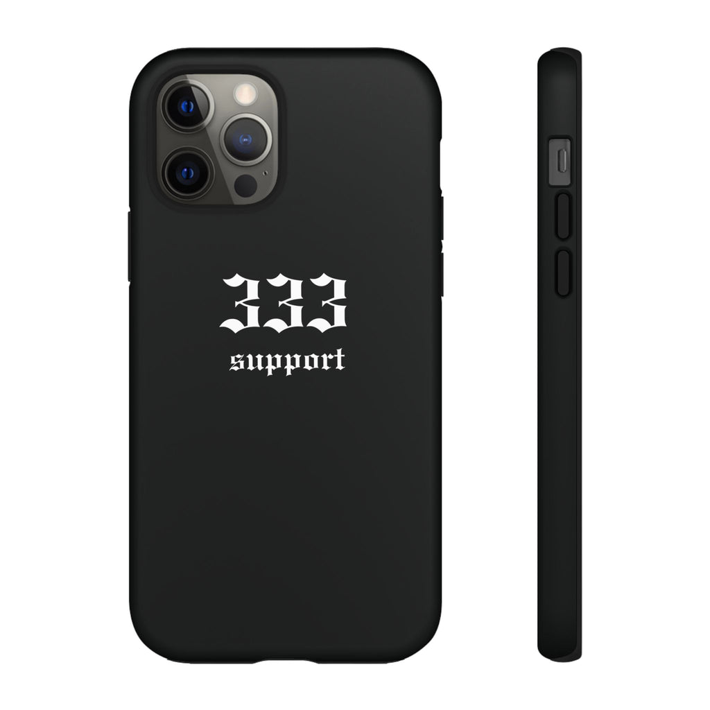 333 Support Tough Phone Case — Minimal Black Protective Cover