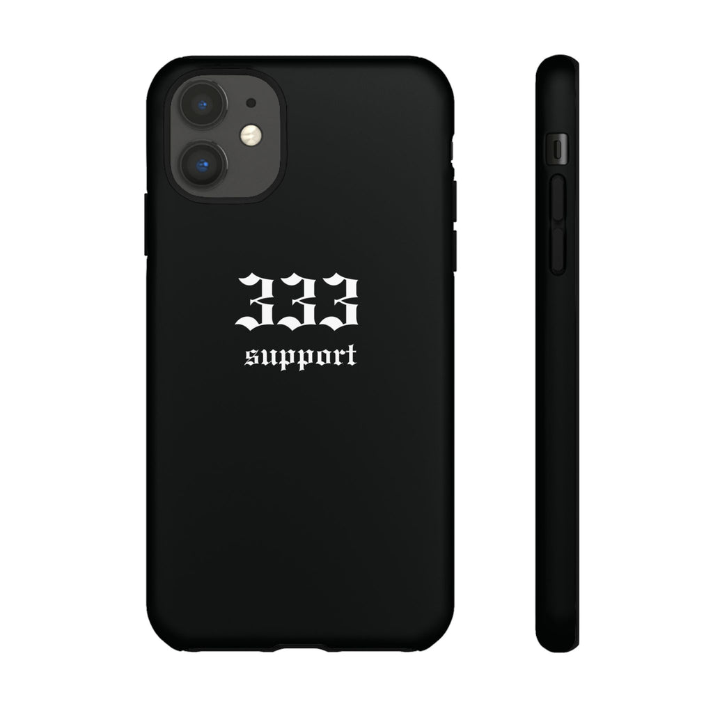 333 Support Tough Phone Case — Minimal Black Protective Cover