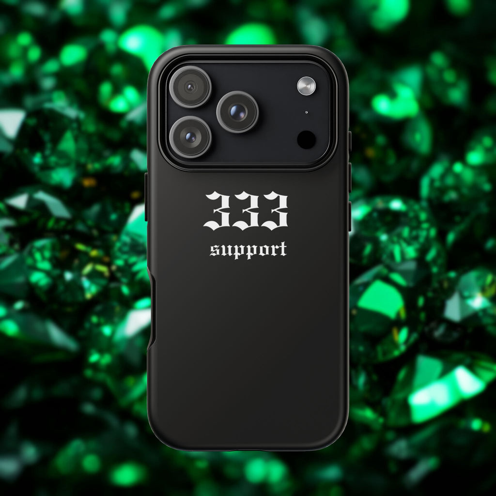 333 Support Tough Phone Case — Minimal Black Protective Cover