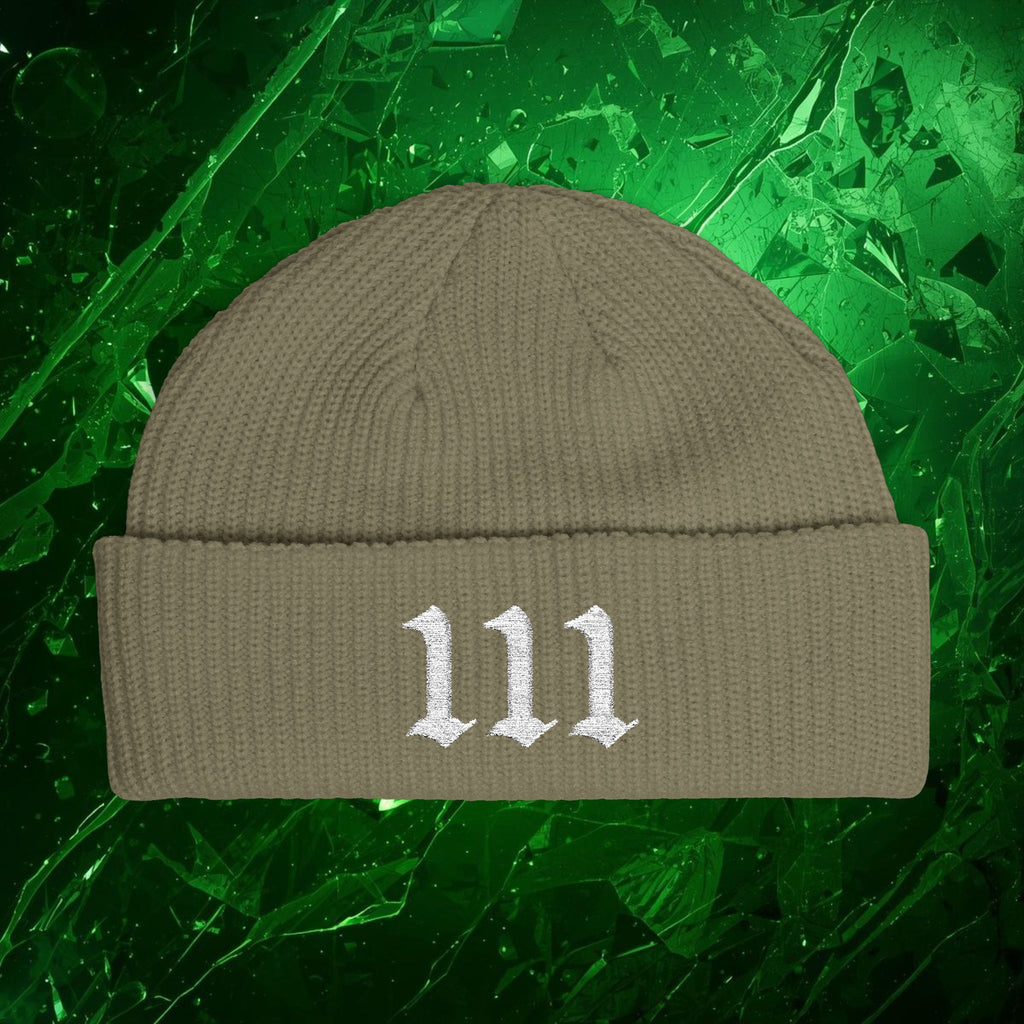 111 Intuition Embroidered Beanie – Minimal Angel Number Cuff Hat