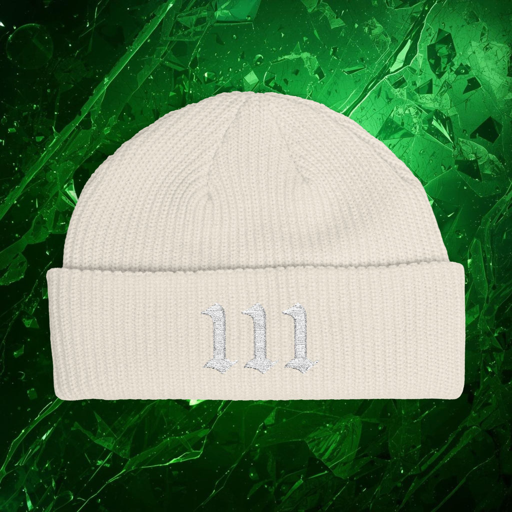 111 Intuition Embroidered Beanie – Minimal Angel Number Cuff Hat